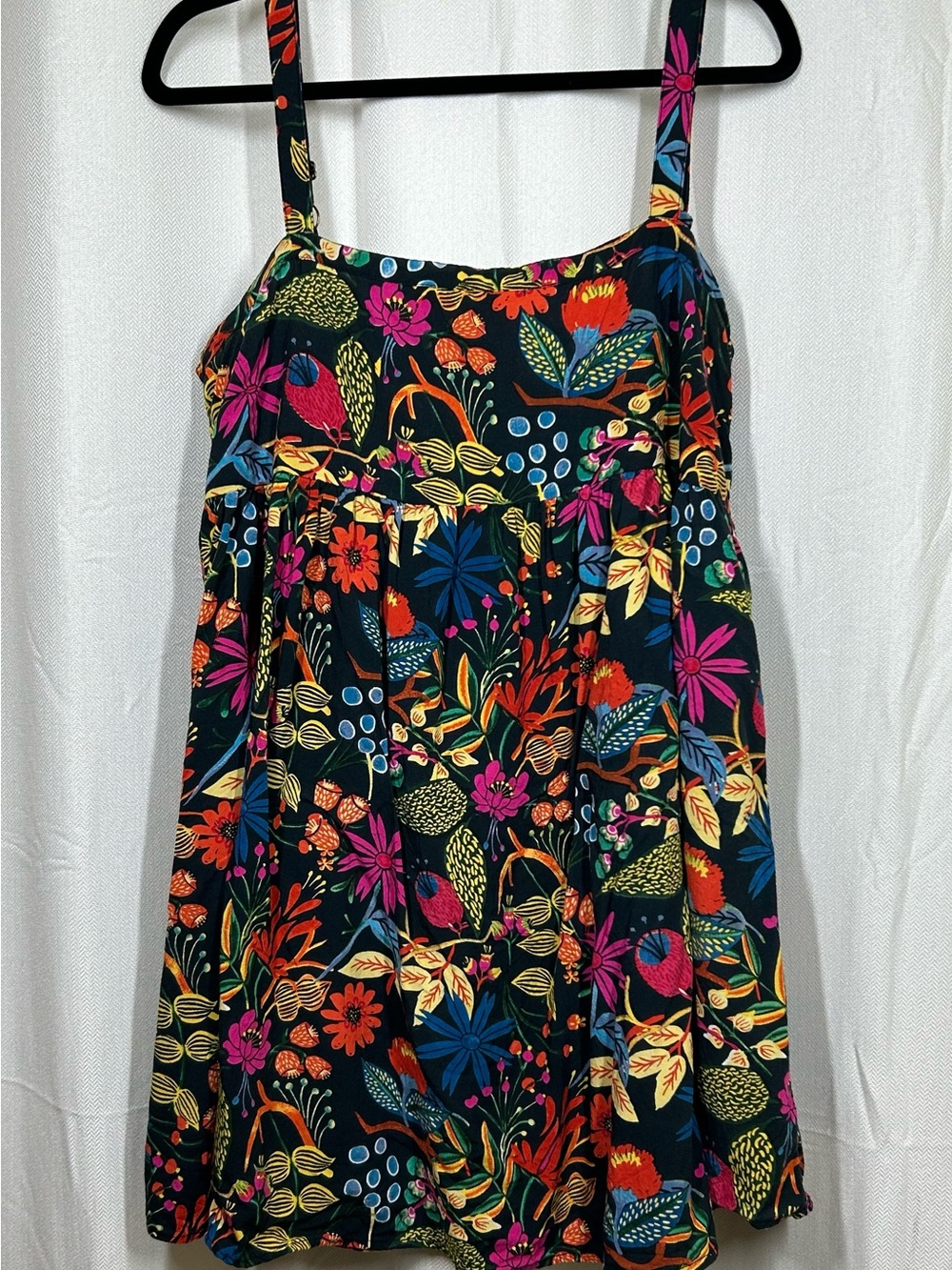 Natural Life Patti Mini Dress Colorful Floral Print Sz Large Tank Adj Straps